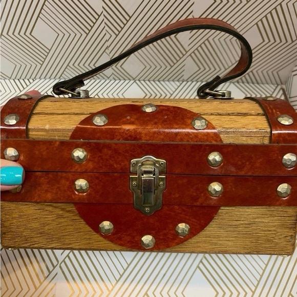 Vintage MR R 1970s Wood Box Purse Made in Japan - Picture 7 of 11